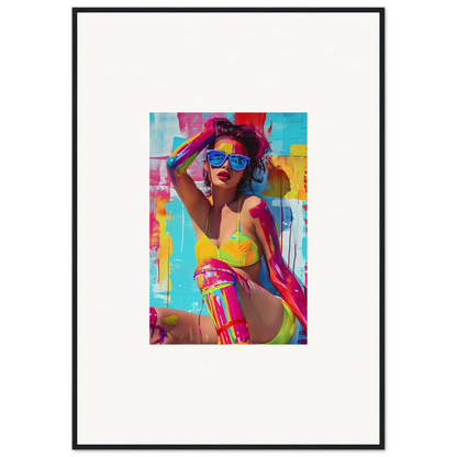 Vibrant pop art-style canvas print of a stylish woman for trendy room decoration