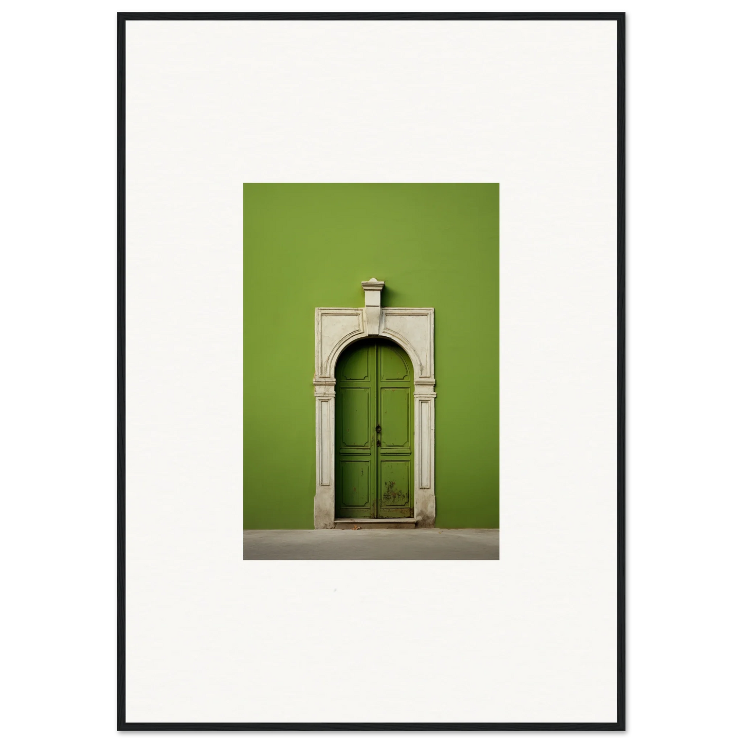 Green wooden door with stone archway in Green Origins special edition art™