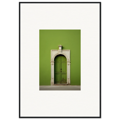 Green wooden door with stone archway in Green Origins special edition art™