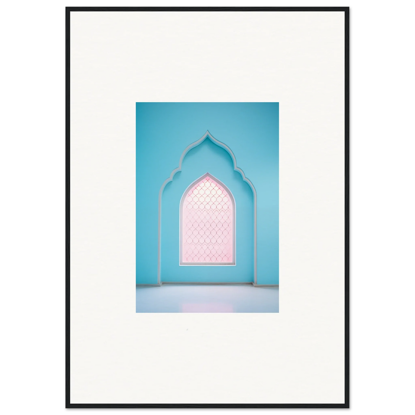 Ornate window with pink glass on turquoise wall from Souls Diffilveres Critfilters special edition art™