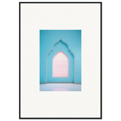 Ornate window with pink glass on turquoise wall from Souls Diffilveres Critfilters special edition art™