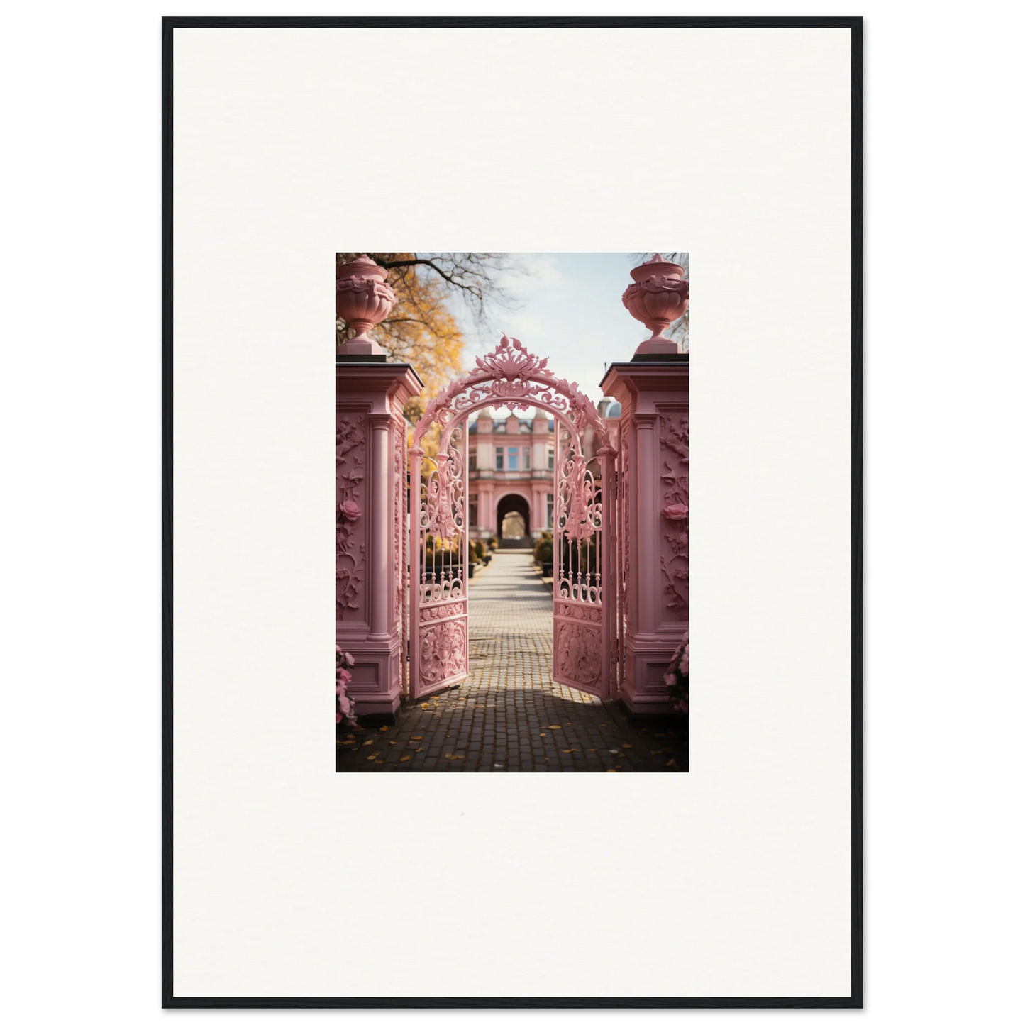 Pink ornate archway in Sugarcotton Visions Gateway leading to a serene garden path