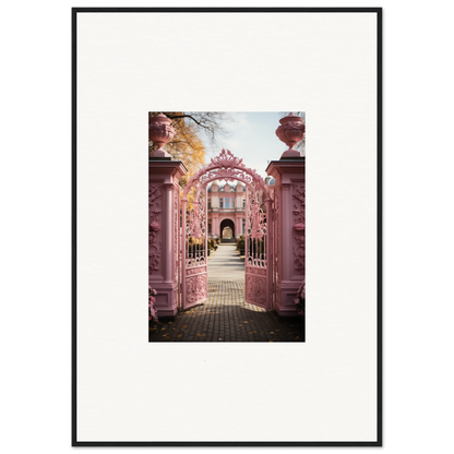 Pink ornate archway in Sugarcotton Visions Gateway leading to a serene garden path