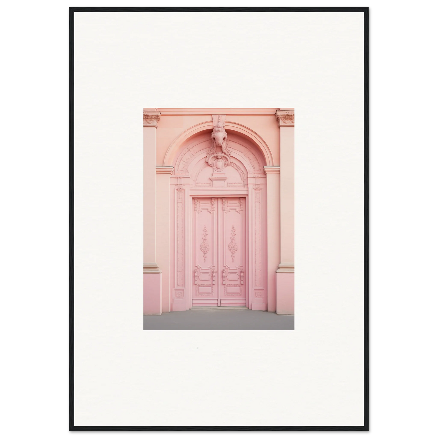 Ornate pink door with arched frame, part of Porphyr Pink Processions special edition art™