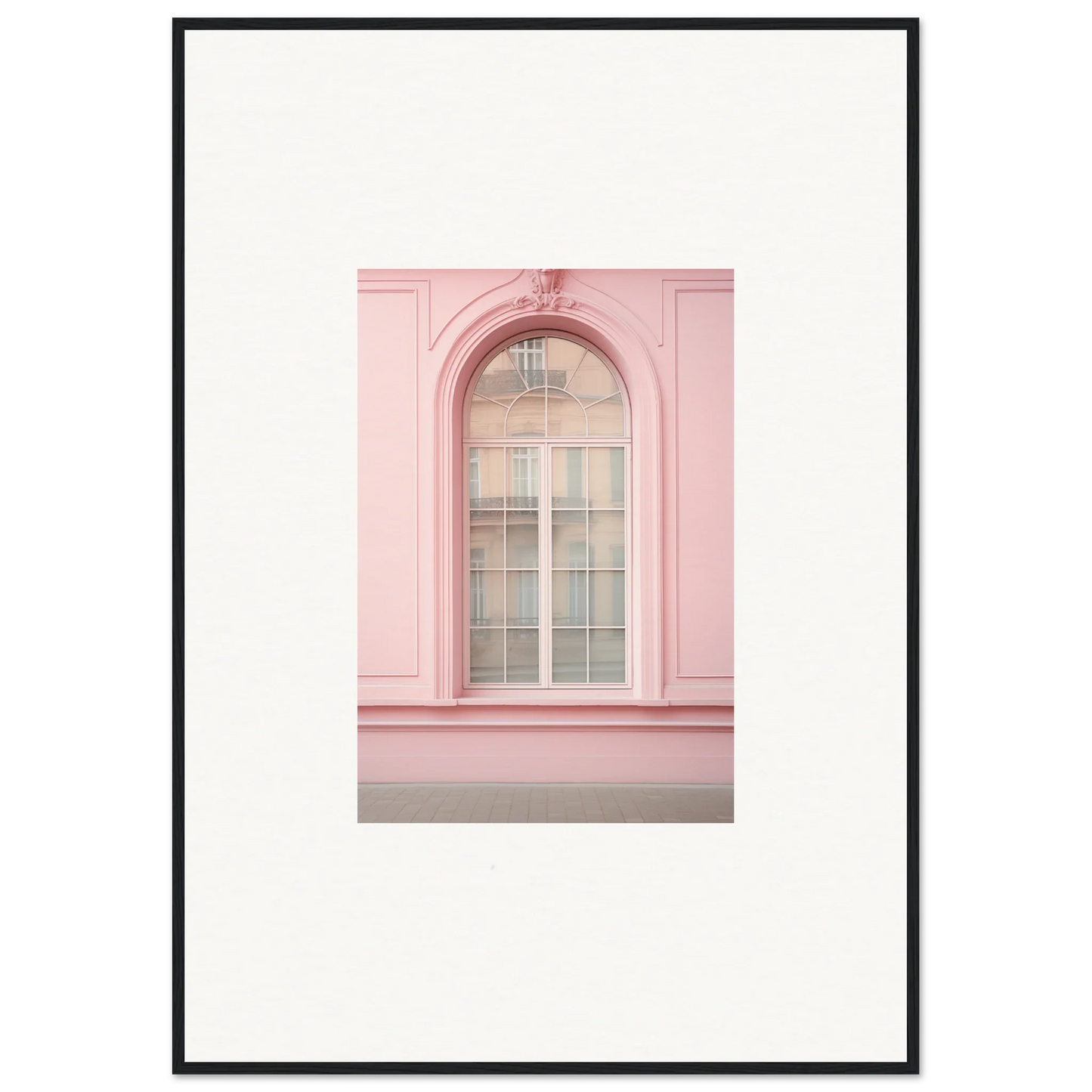 Arched pink window with white panes in Pink Sonata Vibrations art piece