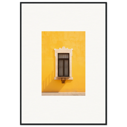 Decorative white-trimmed window on a bright yellow wall in Window’s Giallo Reverie