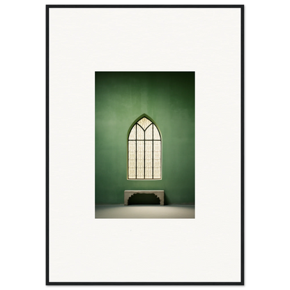 Gothic arched window above a bench in Evermind Greenthaum premium special edition art™