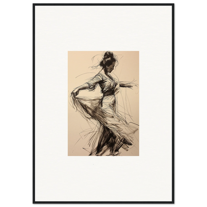 Expressive sketch of a dancer in flowing dress from the Ephemeral Whirling Arcade