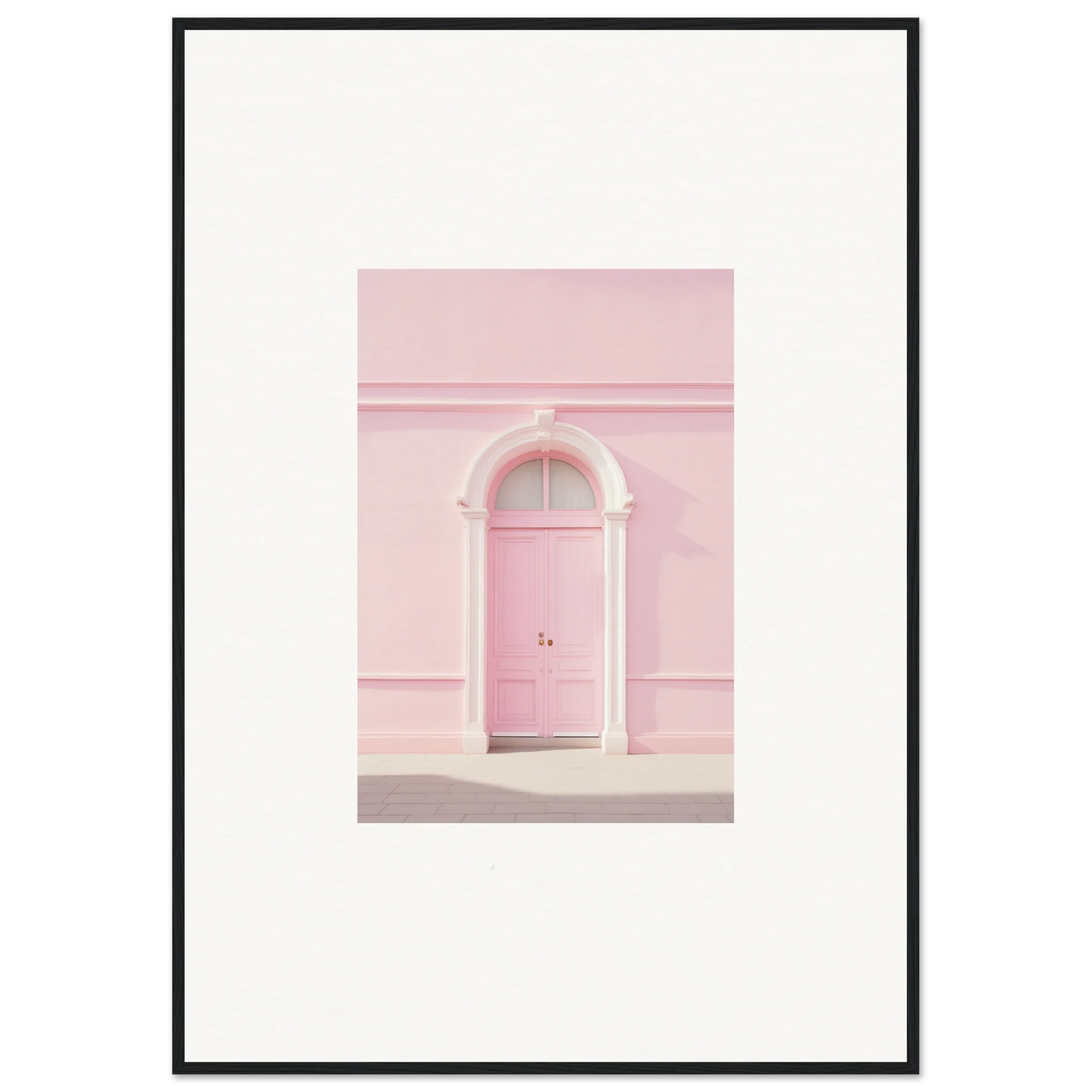 Pink door with white trim in Pearly Baccarat Dream framed wall art design