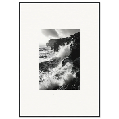 Dramatic ocean waves crashing on rugged cliffs for Rock Impressions special edition art™