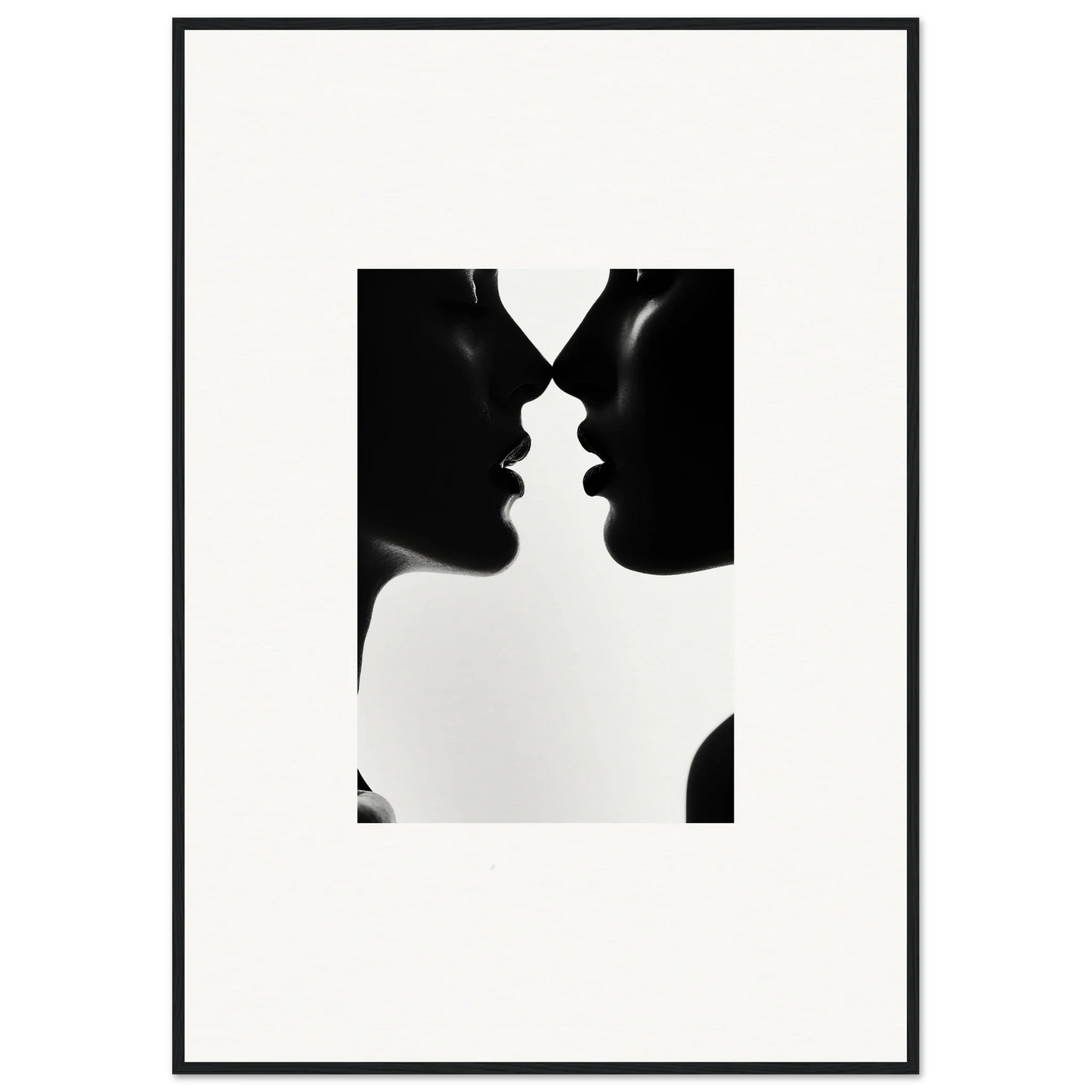 Two silhouetted profiles in a near-kiss in Shadowed Sédual Symphony art