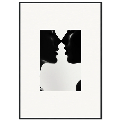 Two silhouetted profiles in a near-kiss in Shadowed Sédual Symphony art