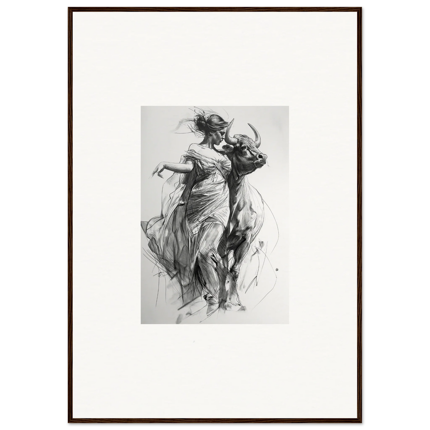 Dynamic charcoal sketch of two dancers in motion for Forest Flame Dance special edition art™