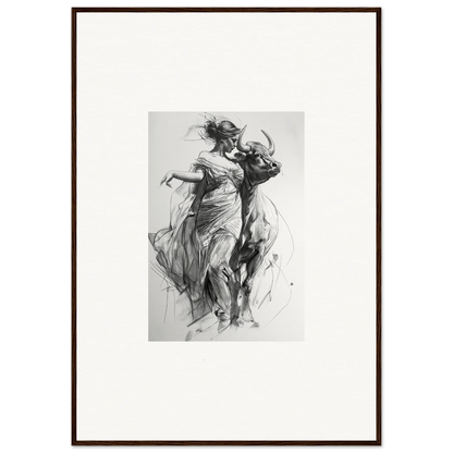 Dynamic charcoal sketch of two dancers in motion for Forest Flame Dance special edition art™