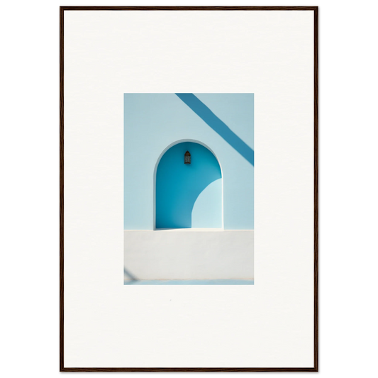 Blue arched doorway with white walls in Elusive Solitude Clarity framed wall art