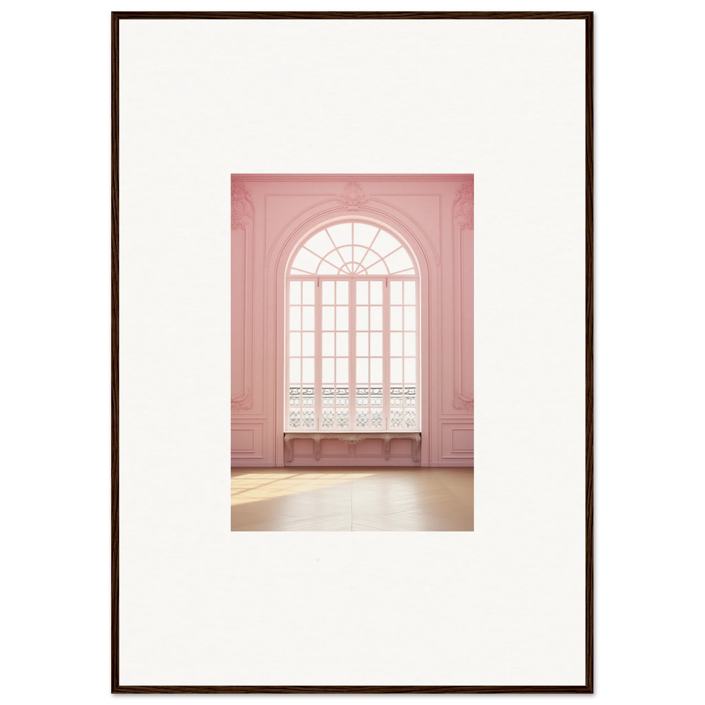 Arched window with pink walls in Ether Balcon Evolvement framed wall art design