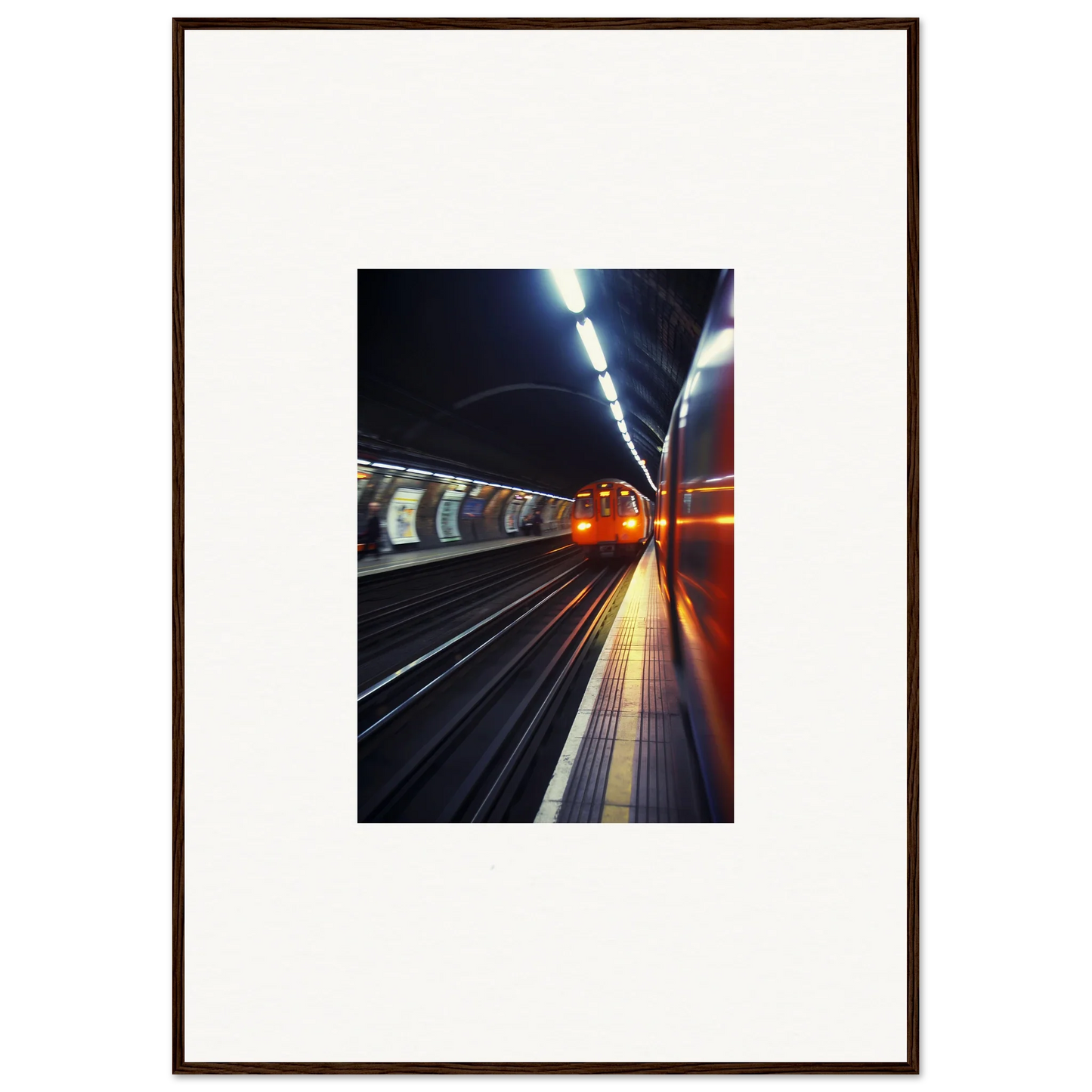 Underground subway platform with illuminated tunnel for Threads Passagesquent Hues