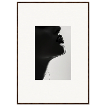 Black and white silhouette profile showcasing elegance in Shadowed Whisper Immanence