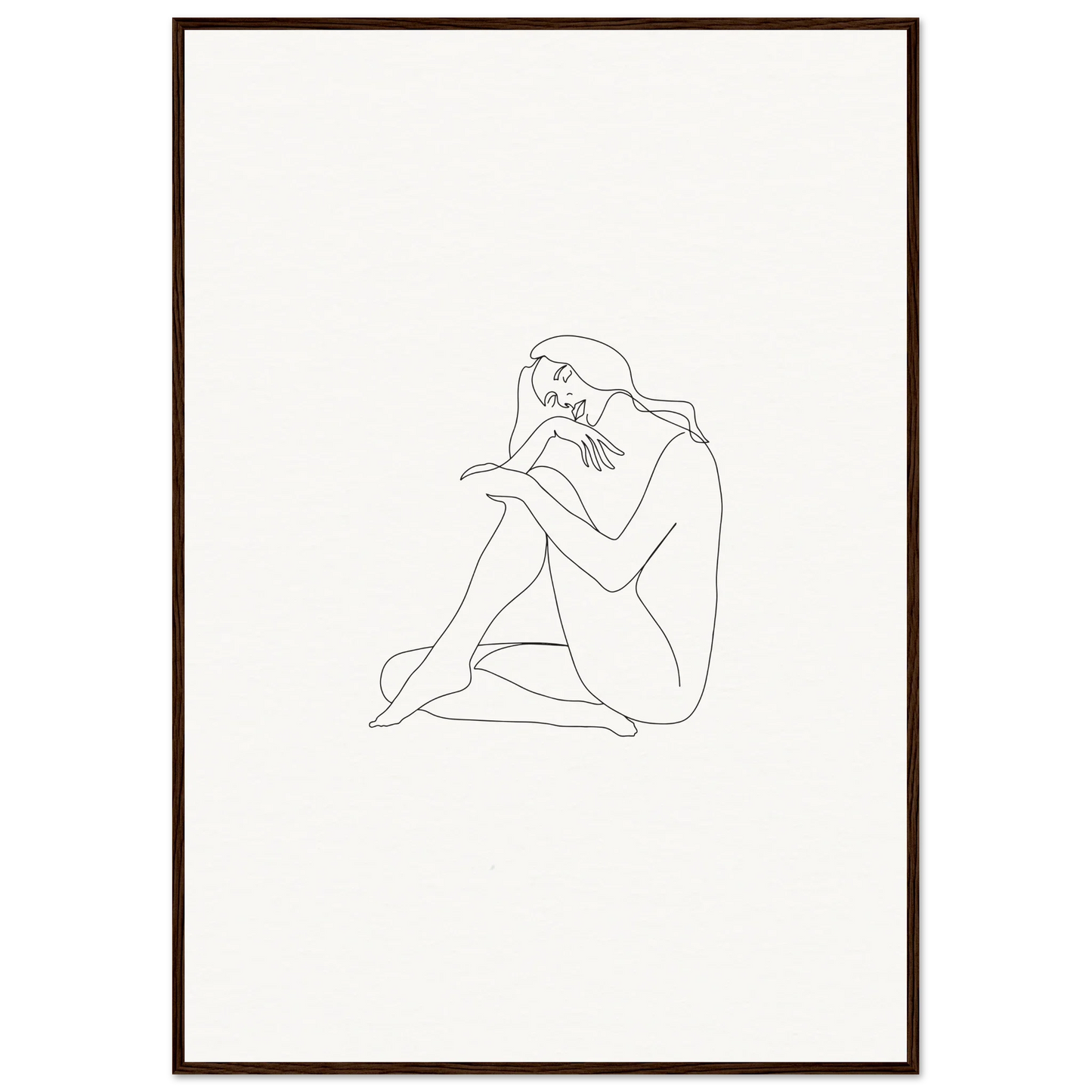 Simple line drawing of a seated figure in a thoughtful pose for Mindful Dream Tangles