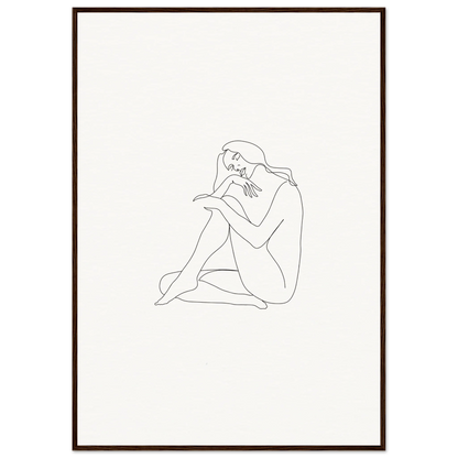 Simple line drawing of a seated figure in a thoughtful pose for Mindful Dream Tangles