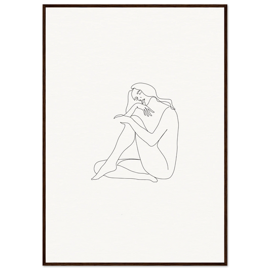 Simple line drawing of a seated figure in a thoughtful pose for Mindful Dream Tangles