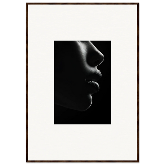 Dramatic black and white silhouette of facial features in Subtle Dream’s Serenade art