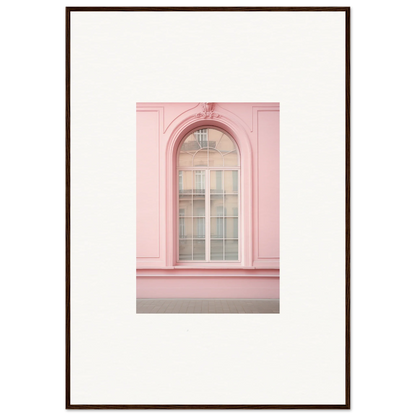 Arched window with white panes on a pink wall in Pink Sonata Vibrations design