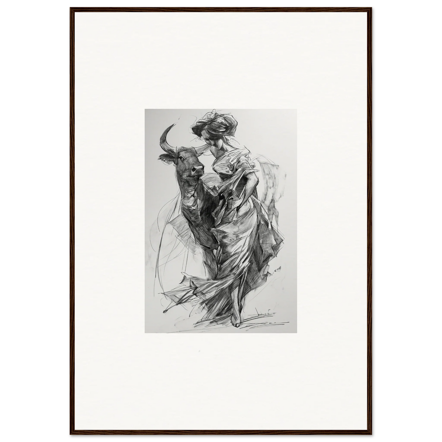 Dynamic cape movement from a bullfighter in Ebullient Abstract Liaisons framed wall art