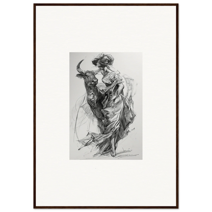 Dynamic cape movement from a bullfighter in Ebullient Abstract Liaisons framed wall art