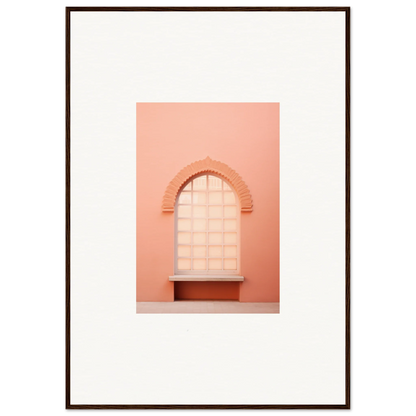 Arched window with white blinds on peachy-pink wall in Windows Morning Whisper art