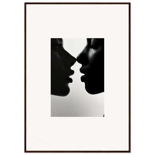 Silhouetted profiles nearly touching in Narcissus Mirror Haze framed wall art