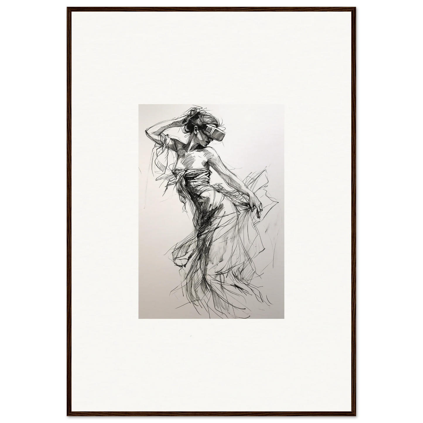 Expressive charcoal sketch of a dancer showcasing Mystic Quantum Soliloquy art™