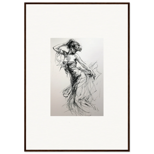 Expressive charcoal sketch of a dancer in flowing motion from Virtual Grace Sketch