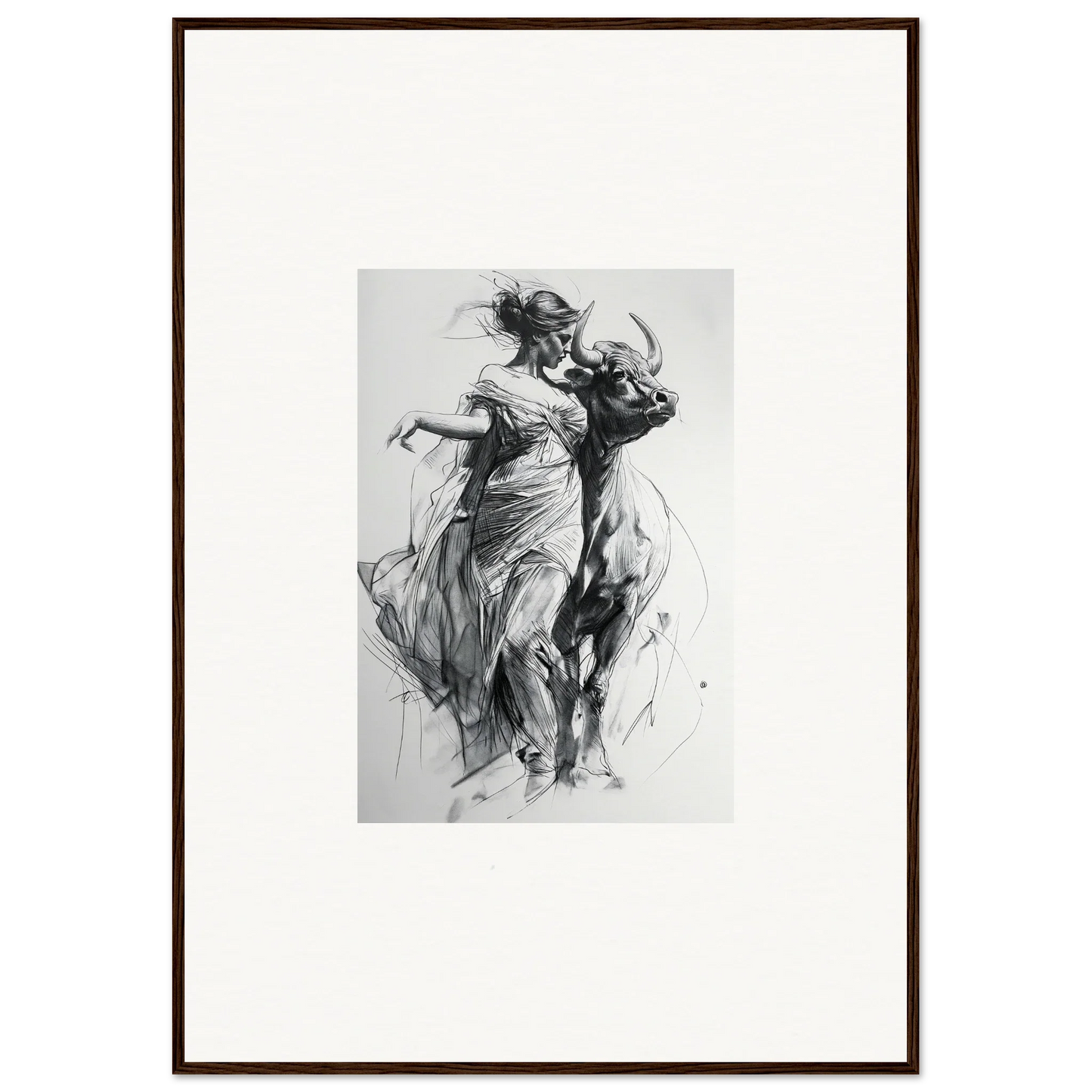 Dynamic charcoal sketch of dancers illustrating Metaphoric Taurus Whispers art™