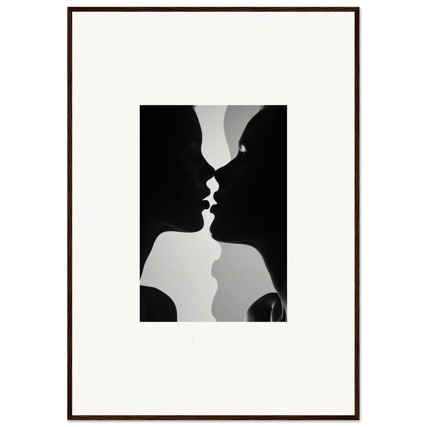 Two silhouetted profiles in a near-kiss, perfect for Nouveau Love Symphony art