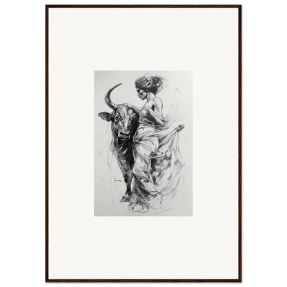 Charcoal sketch of a dancer and bull from the Marvelous Taurine Serenade special edition art™