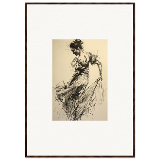 Elegant woman in flowing dress sketch from Shadow Waltz premium framed wall art