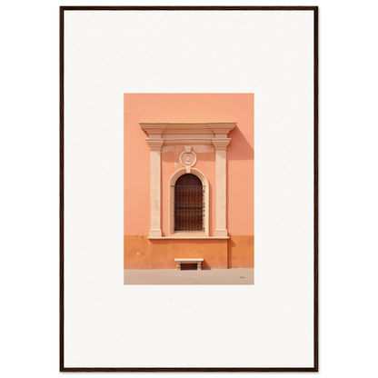 Elegant ornate arched window with columns on peach wall from Silent Sunset Oblique