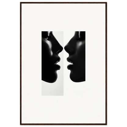 Two silhouetted profiles in a mirrored design for Liminal Echoes framed poster