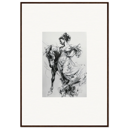 Dynamic black and white sketch of a horse and rider for Stardust Morph Whimsy art