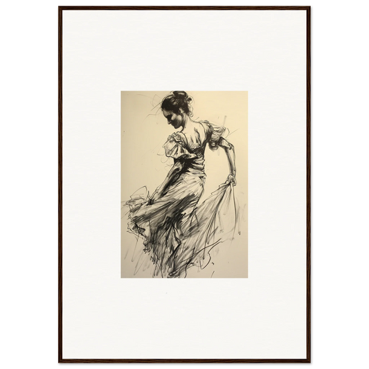 Vintage sketch of a woman in flowing dress for Gyroscopic Baudelo Bacon framed wall art