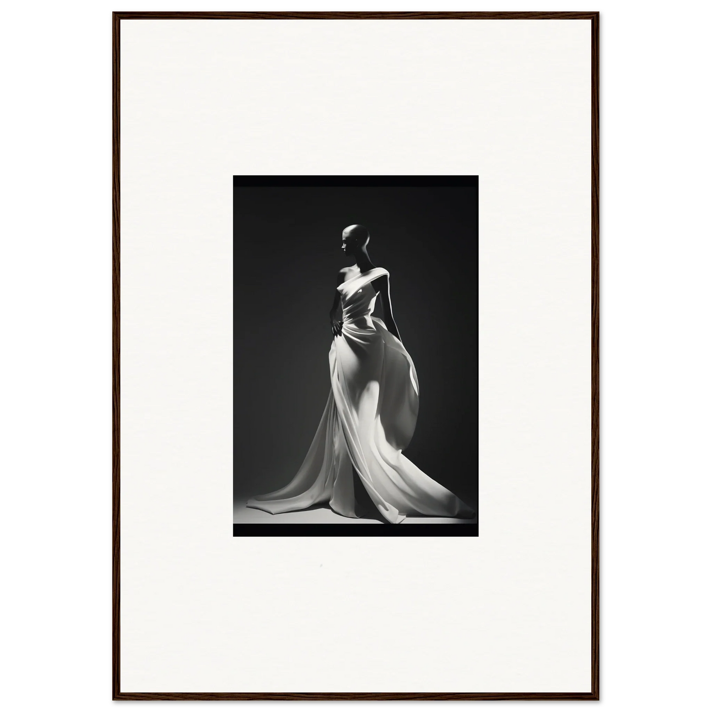 Elegant black and white image of flowing gown from Gossamer Ivory Whispers special edition art™