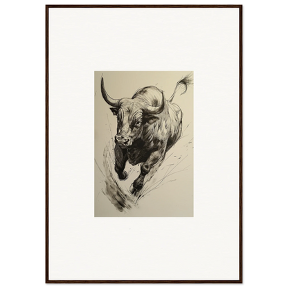 Dramatic black and white Charging Bull in Ebullient Storm Release special edition art™