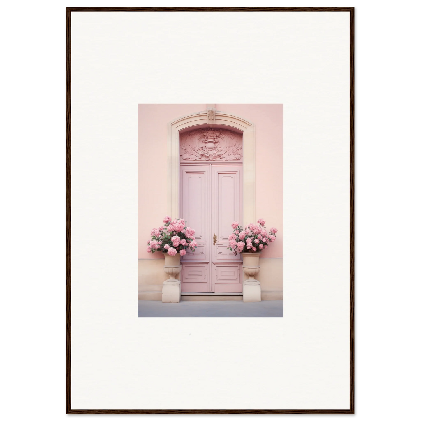 Pale pink door with floral decor in Rosy Cosmos Gateway special edition art™