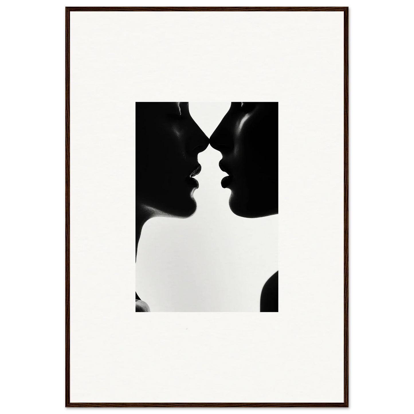 Two silhouetted profiles in a near-kiss, perfect for Shadowed Sédual Symphony