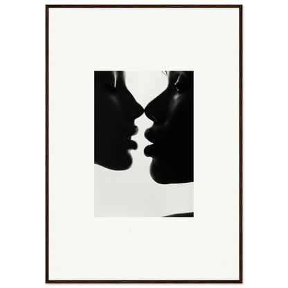 Two silhouetted profiles in a near-kiss for Nights Echoes framed art