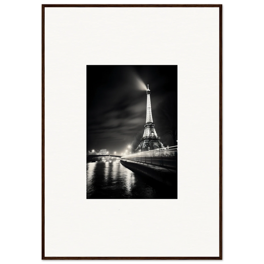 Illuminated Eiffel Tower black and white photo in Paris Radiates Eleepizarre framed art