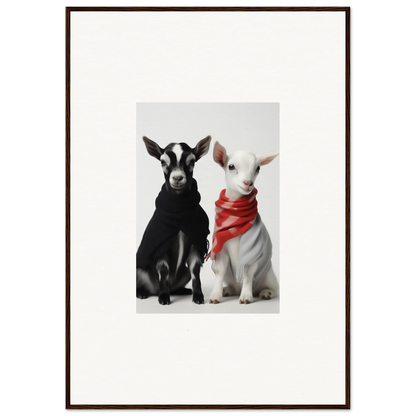 Two goats, one black and one white in a red bandana, from Rainbow Twin Dreams special edition art™