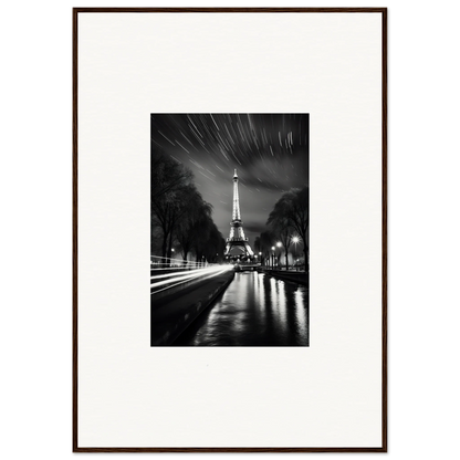 Beautiful black and white photo of the Illuminated Eiffel Tower for Parisian Stars premium framed wall