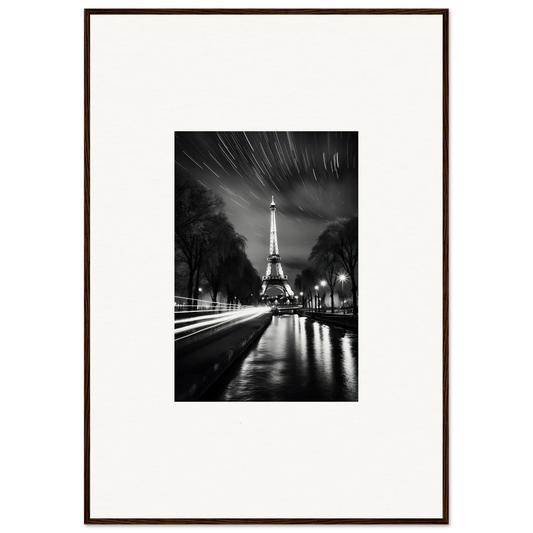 Beautiful black and white photo of the Illuminated Eiffel Tower for Parisian Stars premium framed wall